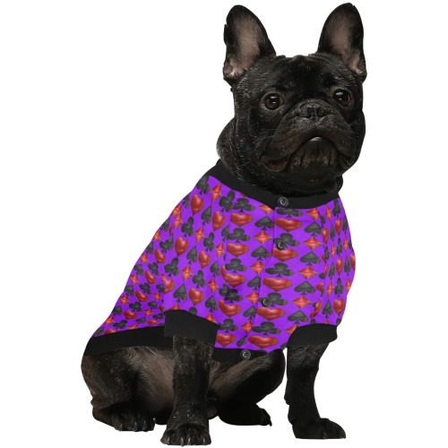 Las Vegas Poker Card Shapes - Purple Pet Dog Round Neck Shirt