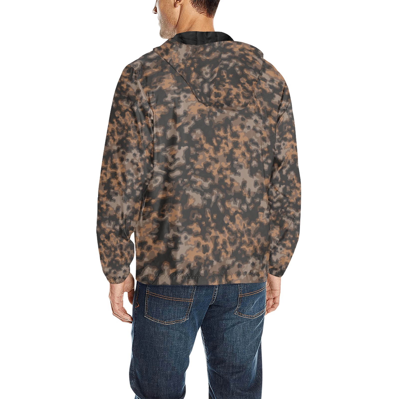 German WWII Rauchtarn Fall Camouflage All Over Print Quilted Windbreaker for Men (Model H35)