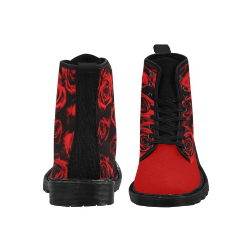 RED ROSE BED - COLORED TOE Martin Boots for Women (Black) (Model 1203H)