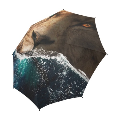 Lion behind the Ocean Semi-Automatic Foldable Umbrella (Model U05)