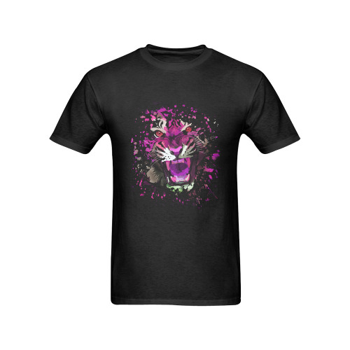 Tiger Roar - Pink Men's T-Shirt in USA Size (Front Printing Only)
