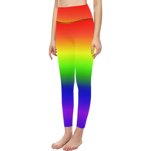 rainbow side Women's All Over Print High-Waisted Leggings (Model L36)