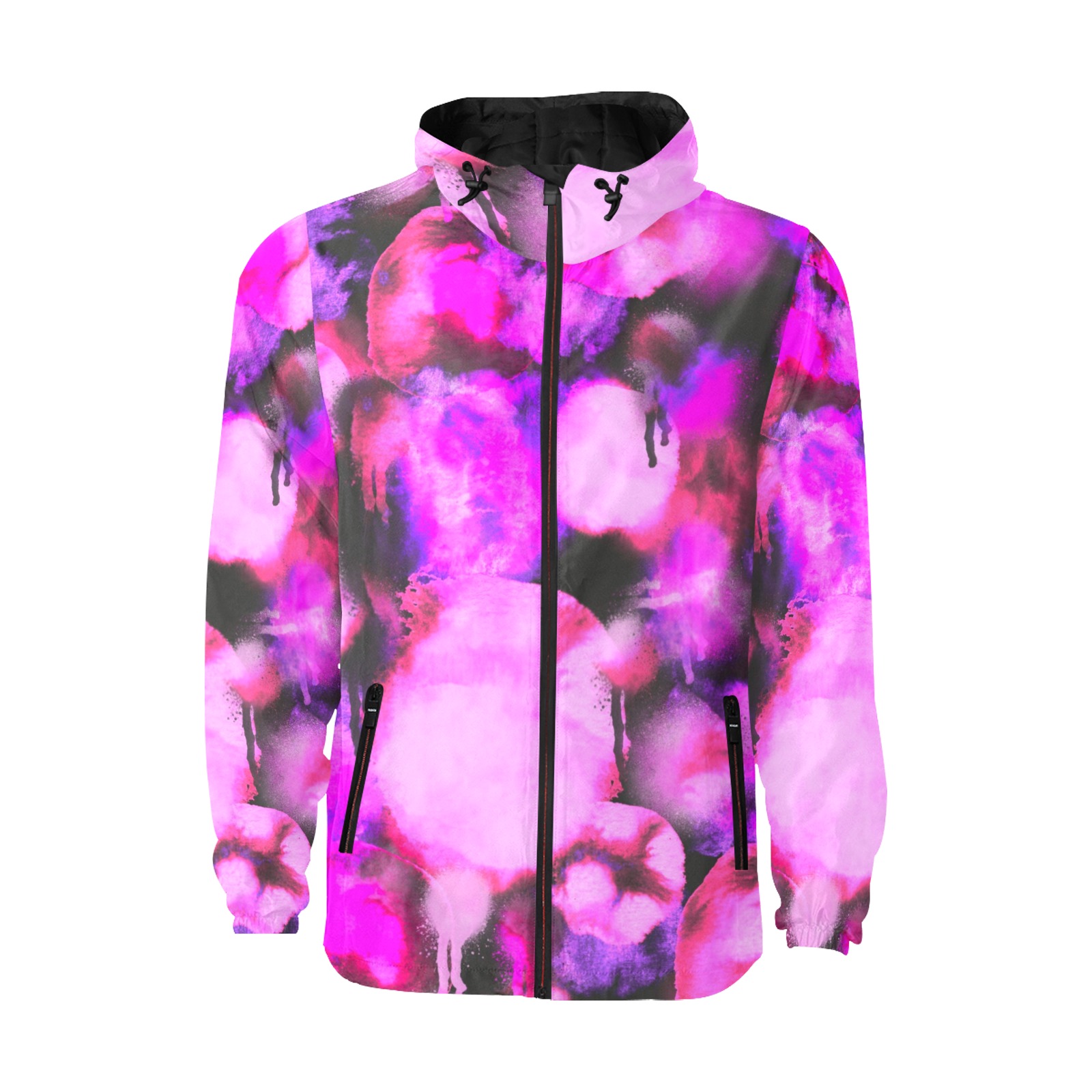 Graffiti dots pink and dark-2 All Over Print Quilted Windbreaker for Men (Model H35)