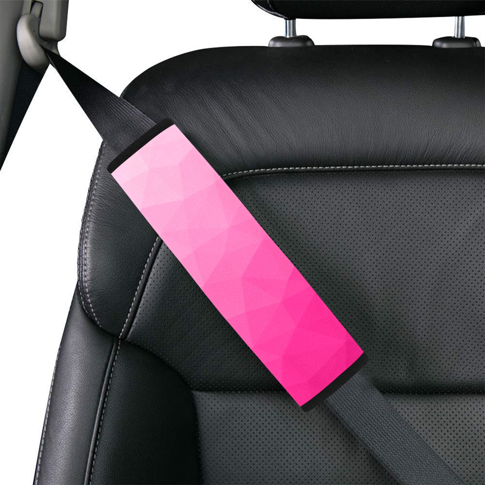 Hot pink gradient geometric mesh pattern Car Seat Belt Cover 7''x10''