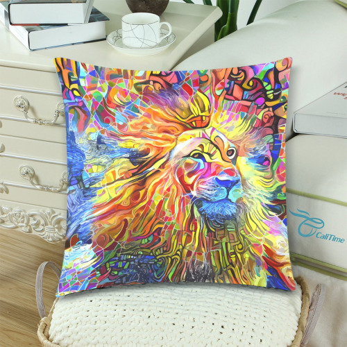 Bold as a Lion Custom Zippered Pillow Cases 18"x 18" (Twin Sides) (Set of 2)