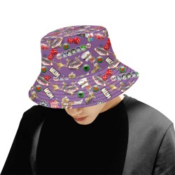 Las Vegas Icons Gamblers Delight / Purple All Over Print Bucket Hat for Men