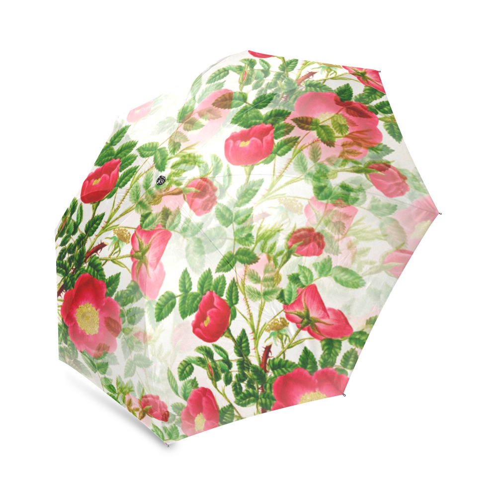 Vintage Red Floral Blossom Foldable Umbrella (Model U01)