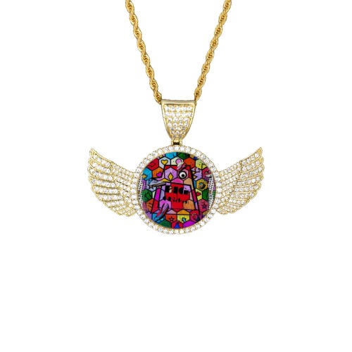 Big Chicken 2021 by Nico Bielow Wings Gold Photo Pendant with Rope Chain