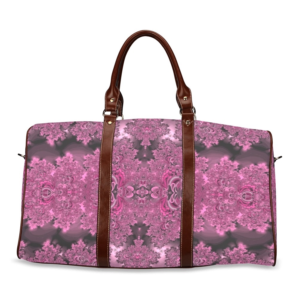 Pink Azalea Bushes Frost Fractal Waterproof Travel Bag/Small (Model 1639)