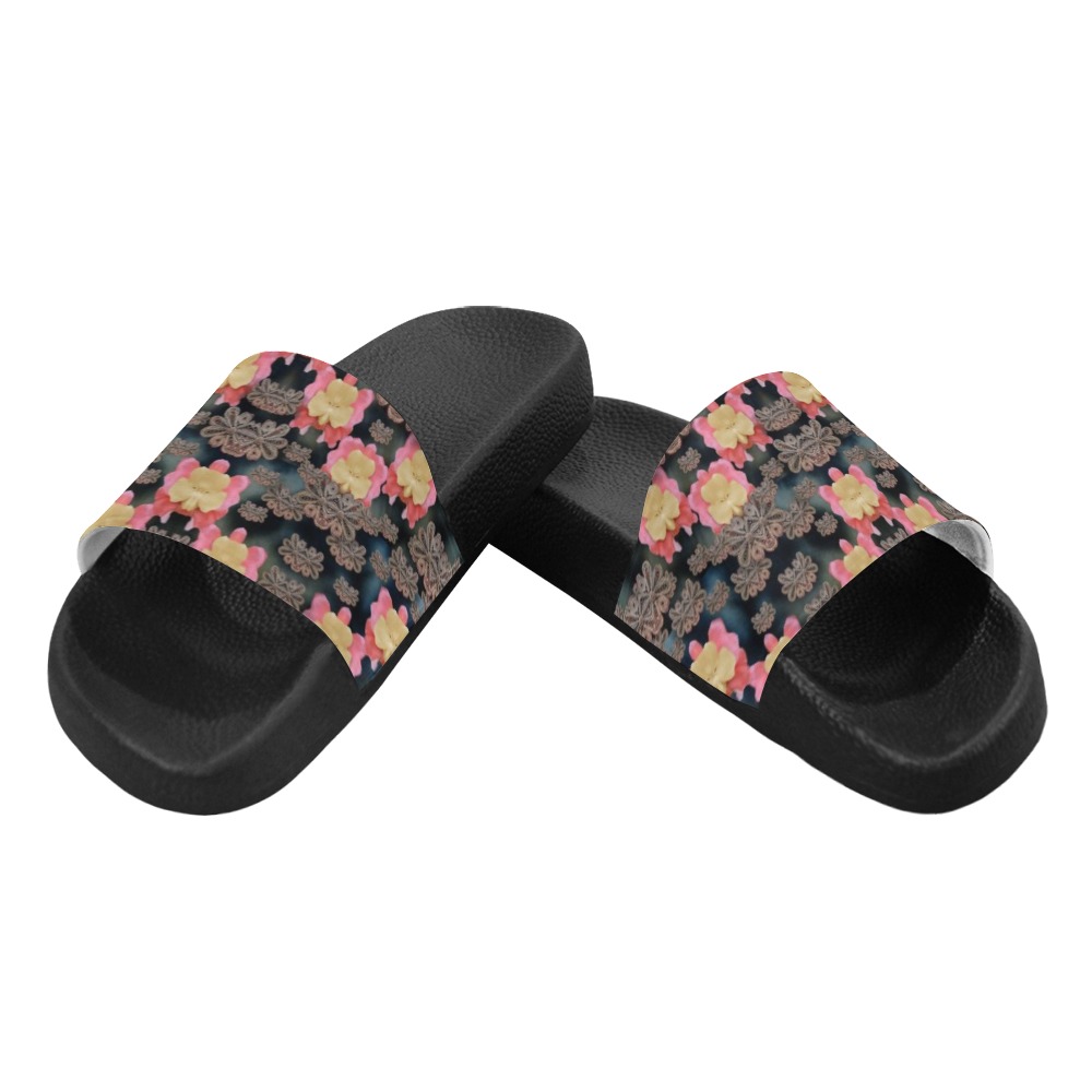 Heavy Metal meets power of the big flower Women's Slide Sandals (Model 057)