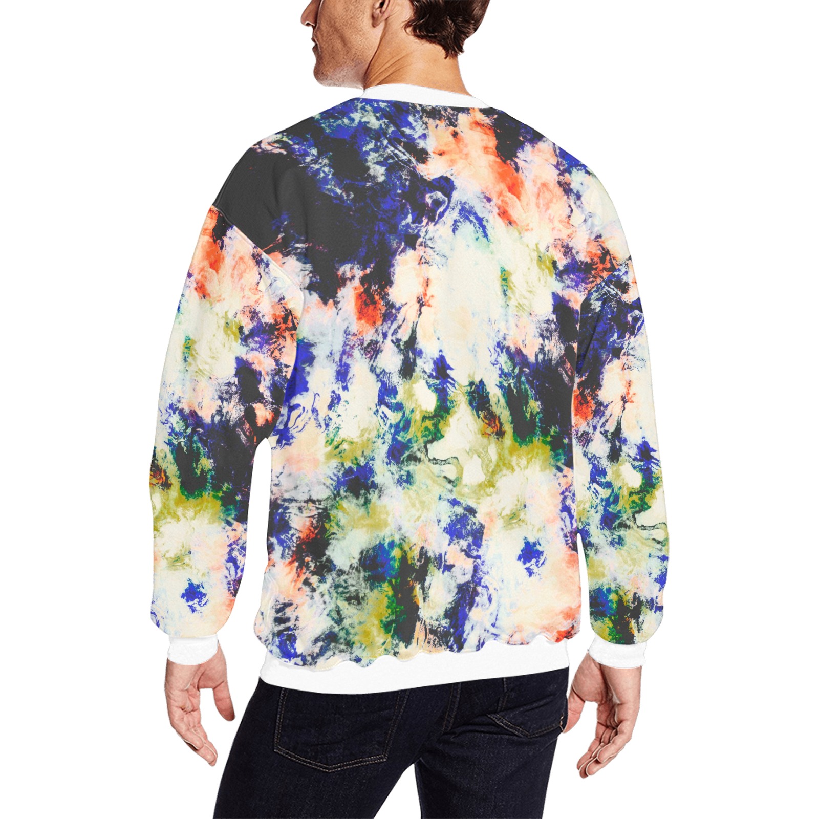Modern watercolor colorful marbling All Over Print Crewneck Sweatshirt for Men (Model H18)