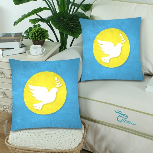 Ukraine Peace Dove Custom Zippered Pillow Cases 18"x 18" (Twin Sides) (Set of 2)