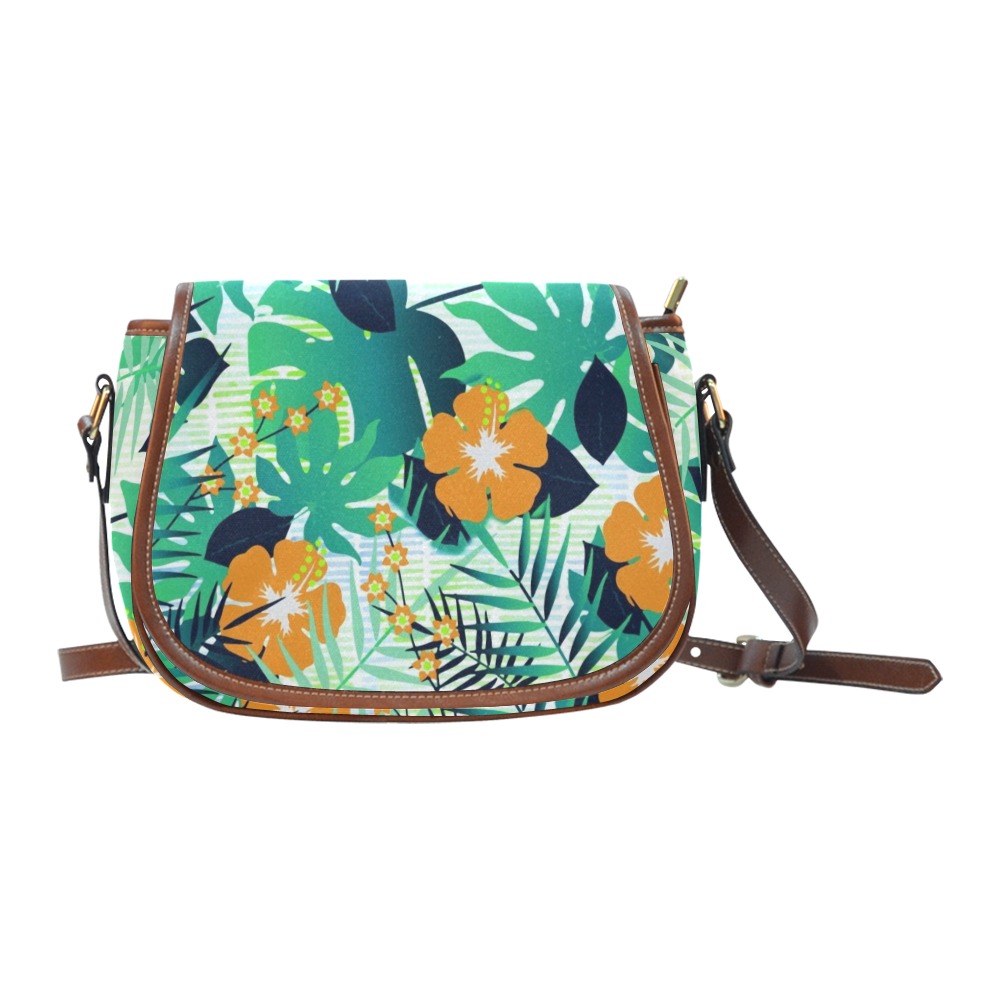 GROOVY FUNK THING FLORAL Saddle Bag/Small (Model 1649) Full Customization