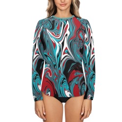 Dark Wave of Colors Women's Long Sleeve Swim Shirt (Model S39)