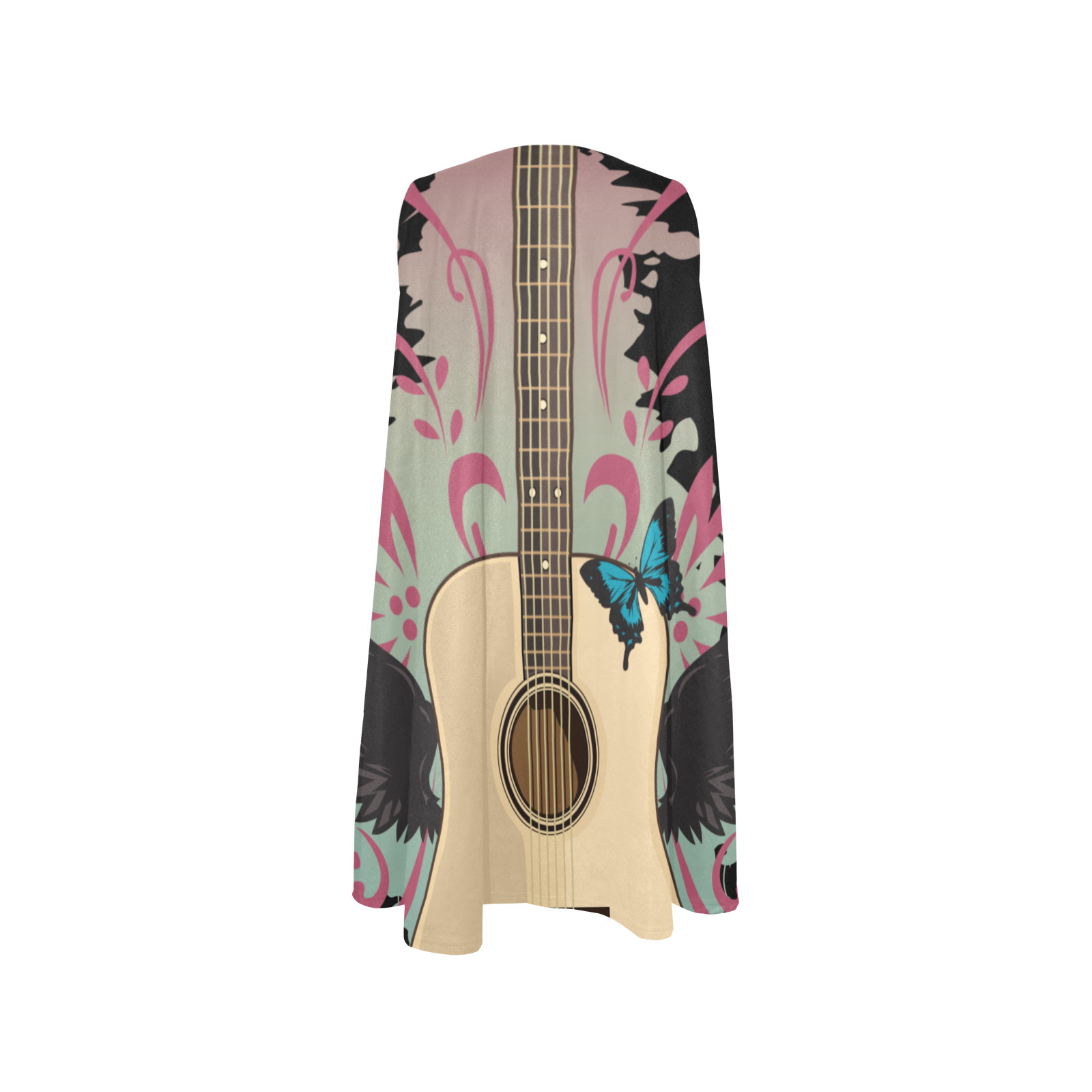 Guitar Vibes Sleeveless A-Line Pocket Dress (Model D57)