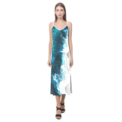 Ocean And Beach V-Neck Open Fork Long Dress(Model D18)