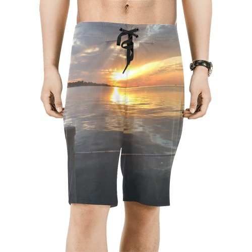 Pier Sunset Collection Men's All Over Print Board Shorts (Model L16)