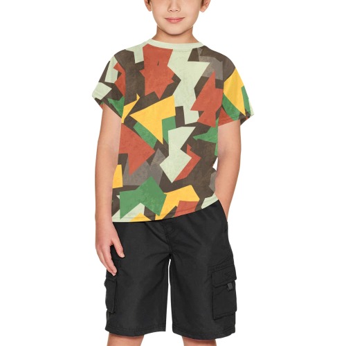 Geometric Abstract Shapes Big Boys' All Over Print Crew Neck T-Shirt (Model T40-2)