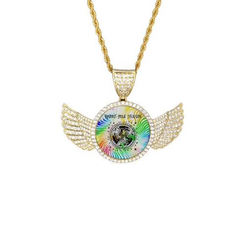 Pendent Wings Gold Photo Pendant with Rope Chain