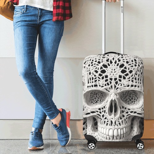 Funny elegant skull made of lace macrame Luggage Cover/Small 18"-21"
