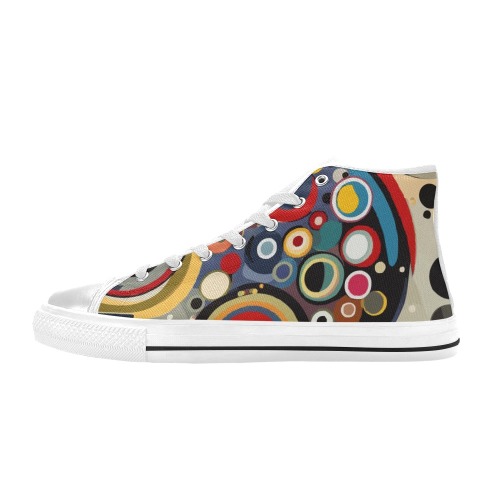 Fantastic colorful rings, dots abstract art. Men’s Classic High Top Canvas Shoes (Model 017)