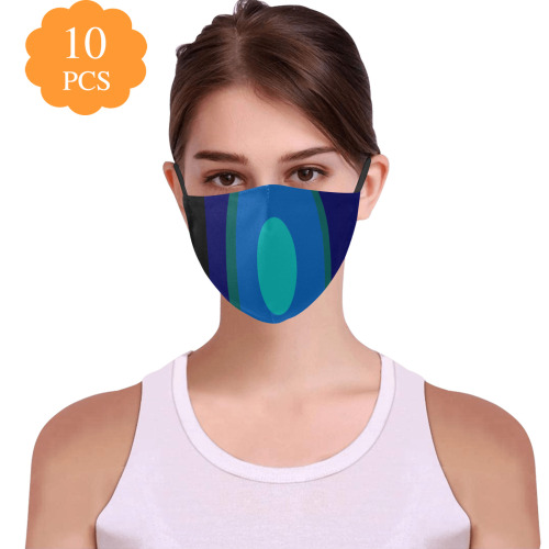 Dimensional Blue Abstract 915 3D Mouth Mask with Drawstring (Pack of 10 & 20 Filters Included) (Model M04)