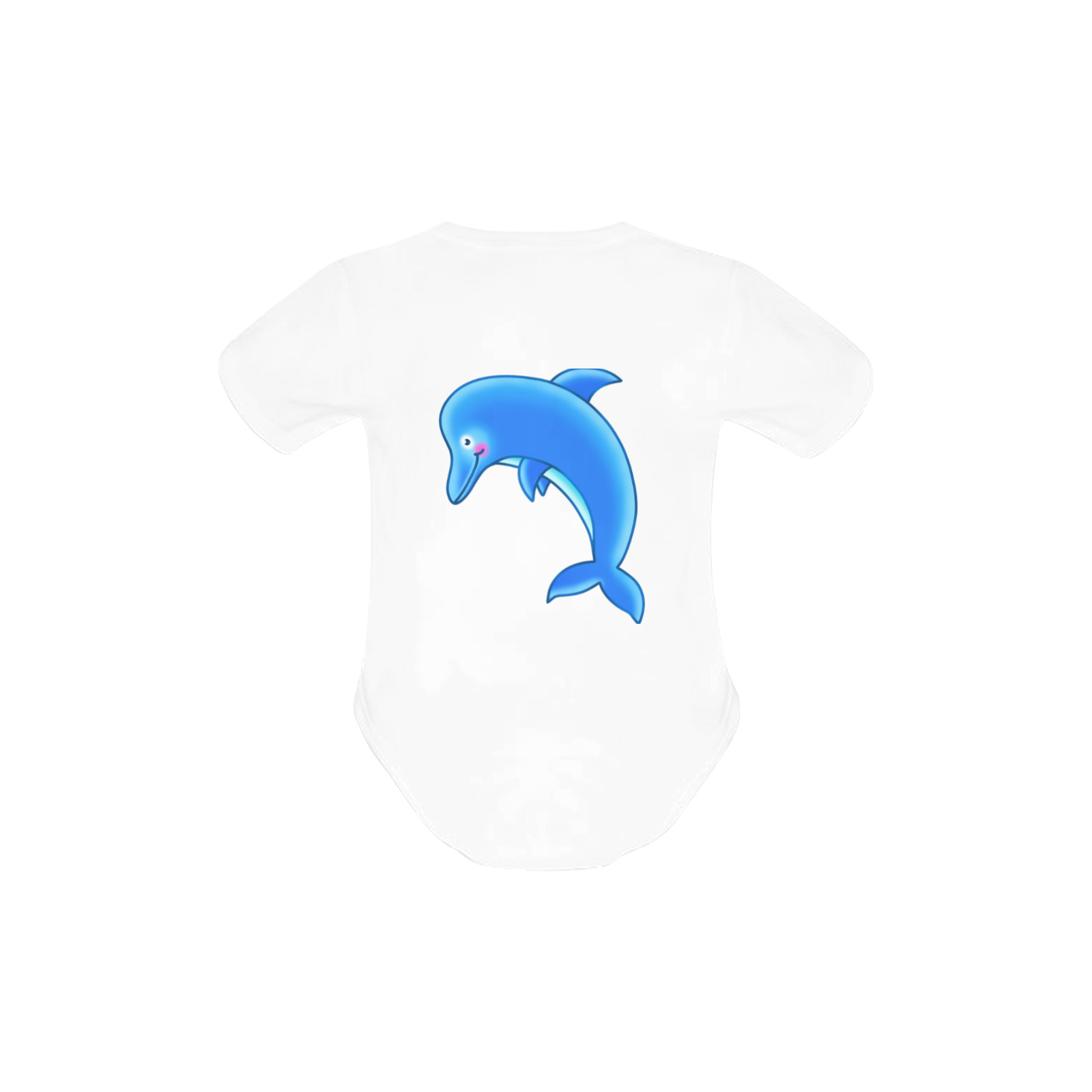 Blue Dolphin Sealife Cartoon Baby Powder Organic Short Sleeve One Piece (Model T28)