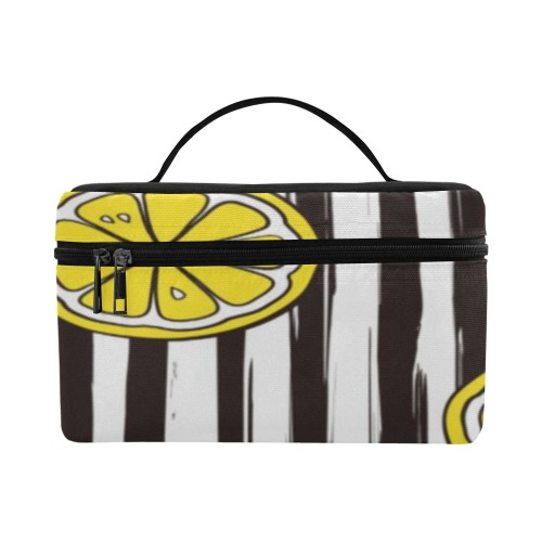 Lemon Stripe Cosmetic Bag/Large (Model 1658)