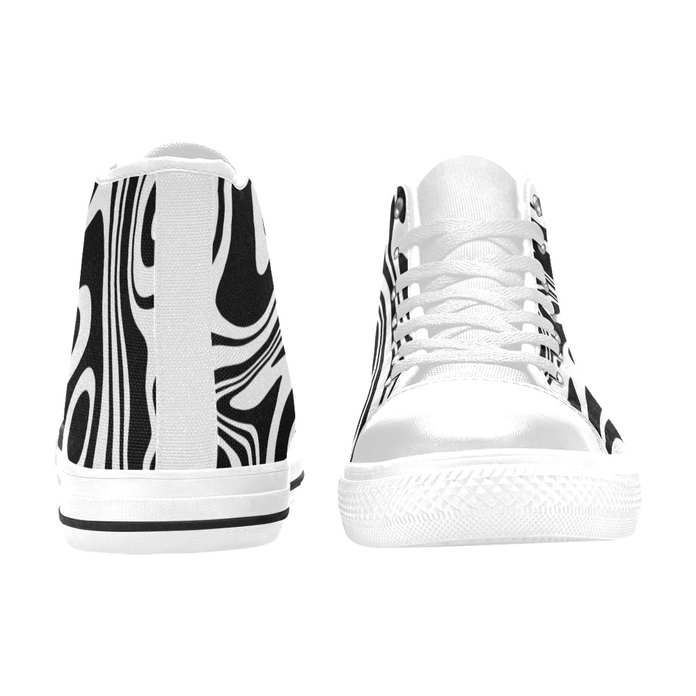 Black and White Marble Men’s Classic High Top Canvas Shoes (Model 017)