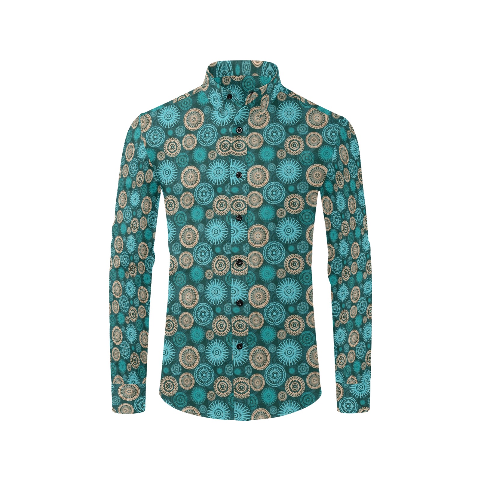 Teal Abstract Men's All Over Print Casual Dress Shirt (Model T61)