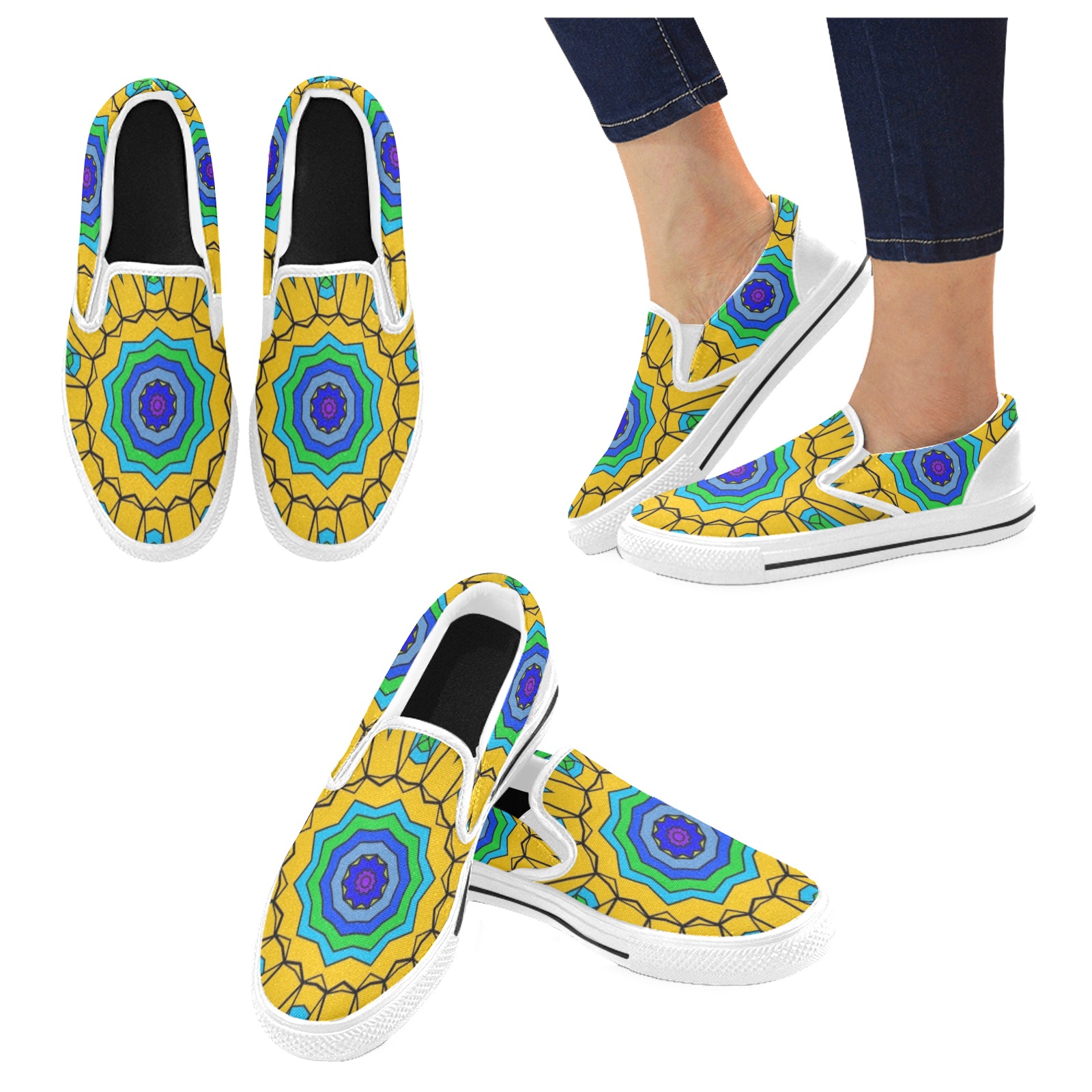 kaleidoscope hex w Slip-on Canvas Shoes for Kid (Model 019)