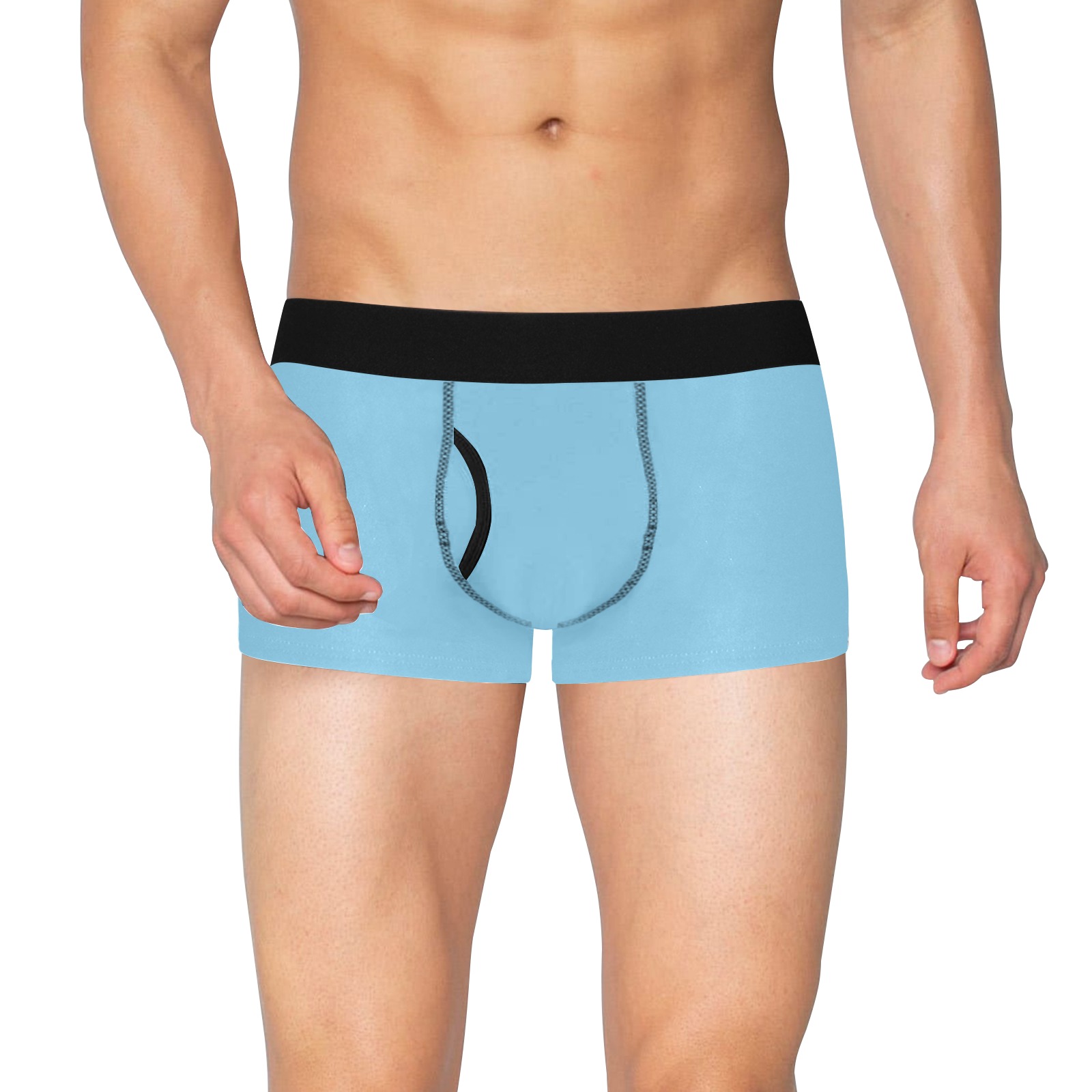 color baby blue Men's Boxer Briefs with Fly (Model L49)