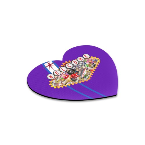 Las Vegas Icons Sign Gamblers Delight - Purple Heart-shaped Mousepad