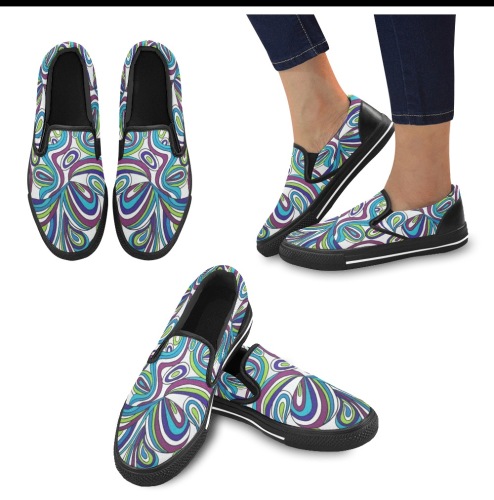 Lucky Charm Black Women's Slip-on Canvas Shoes (Model 019)