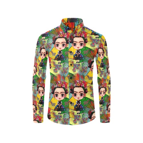 Frida Pop Art by Nico Bielow Men's All Over Print Casual Dress Shirt (Model T61)