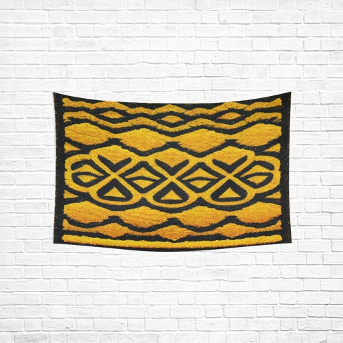 ikat style, yellow Cotton Linen Wall Tapestry 60"x 40"