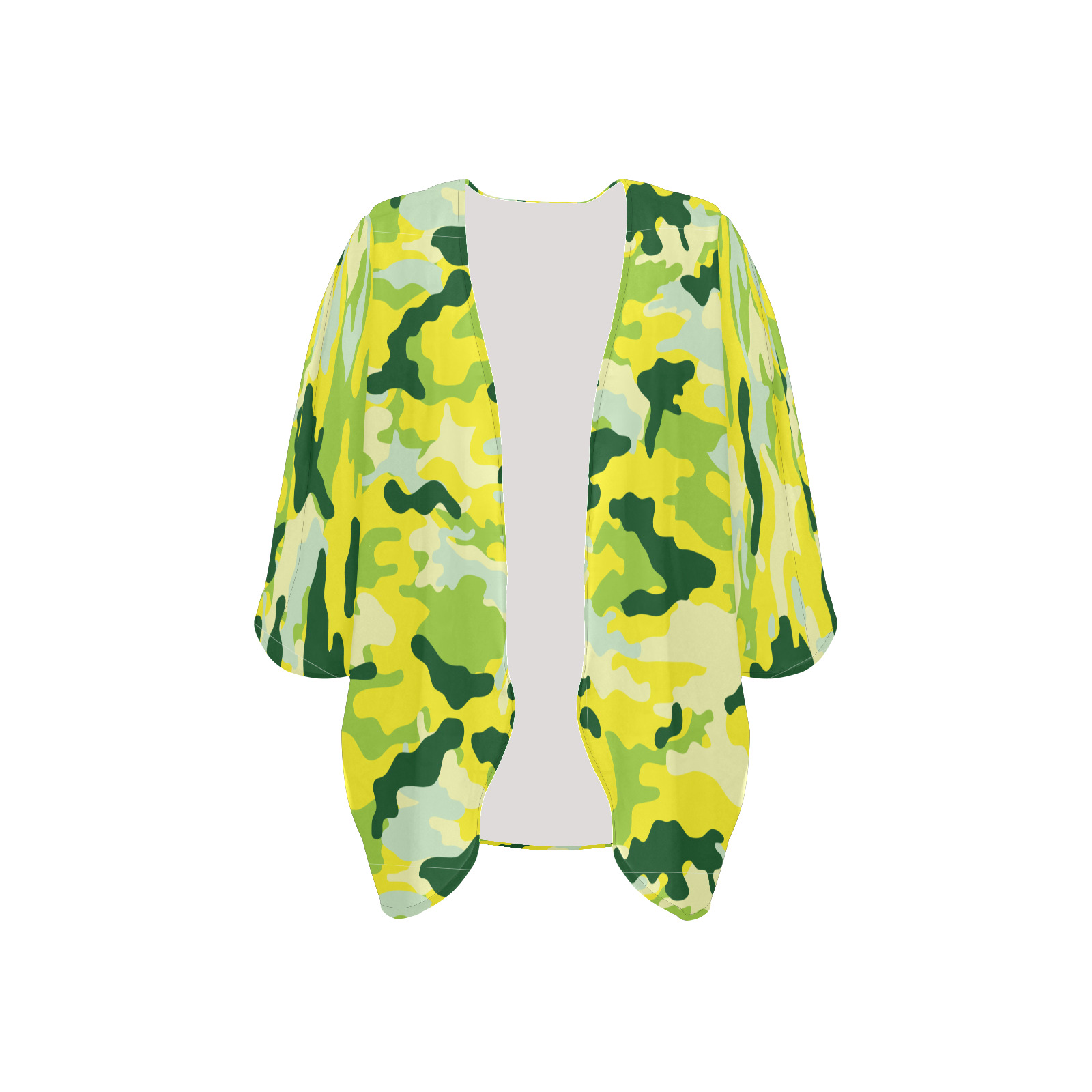 Streetwear Fashion Military Modern Army Camouflage Women's Kimono Chiffon Cover Ups (Model H51)