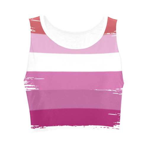 Lesbian Pride Flag Pink Striped Pattern LGBT LGBTQ Women's Crop Top (Model T42)