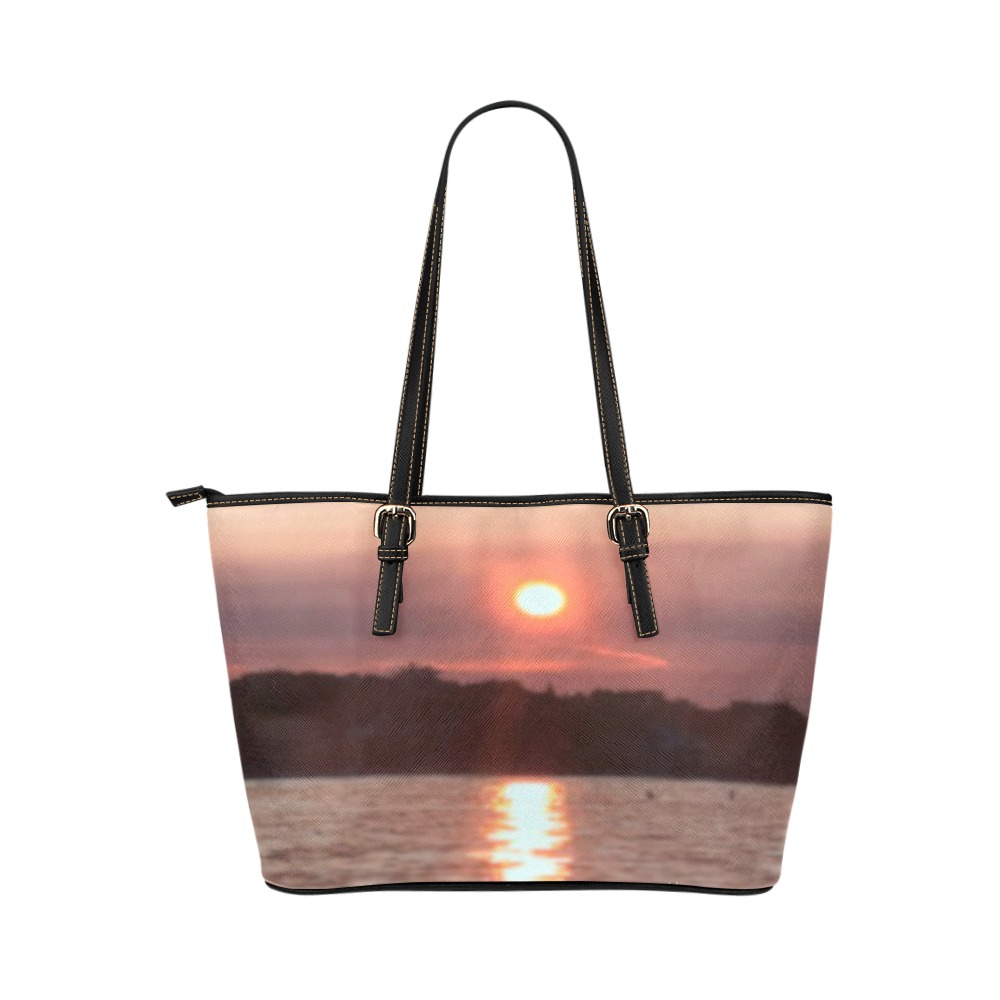 Glazed Sunset Leather Tote Bag/Small (Model 1651)