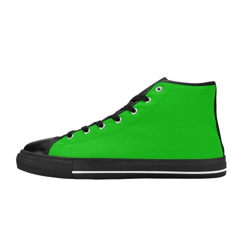 Merry Christmas Green Solid Color Women's Classic High Top Canvas Shoes (Model 017)