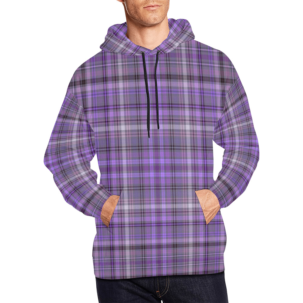 purple  plaid All Over Print Hoodie for Men (USA Size) (Model H13)