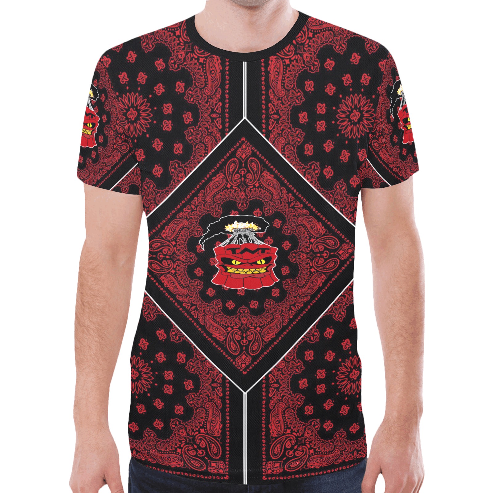 Red Bandana New All Over Print T-shirt for Men (Model T45)