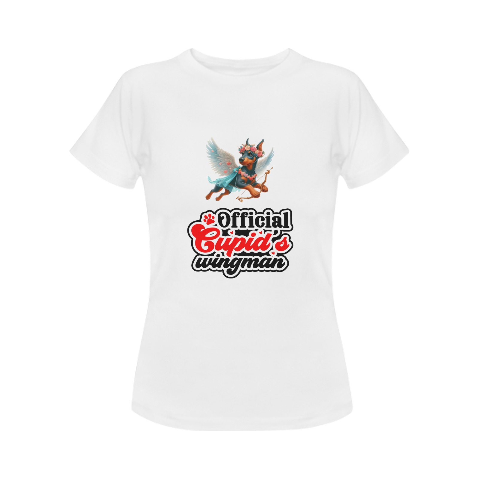 Cupid Dobermann Official Cupid's Wingman Women's T-Shirt in USA Size (Two Sides Printing)