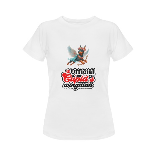 Cupid Dobermann Official Cupid's Wingman Women's T-Shirt in USA Size (Two Sides Printing)