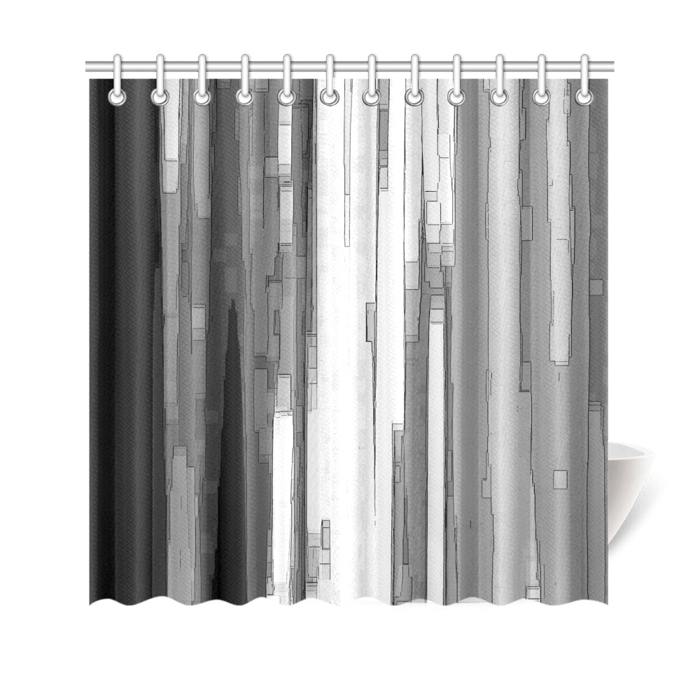 Greyscale Abstract B&W Art Shower Curtain 69"x70"