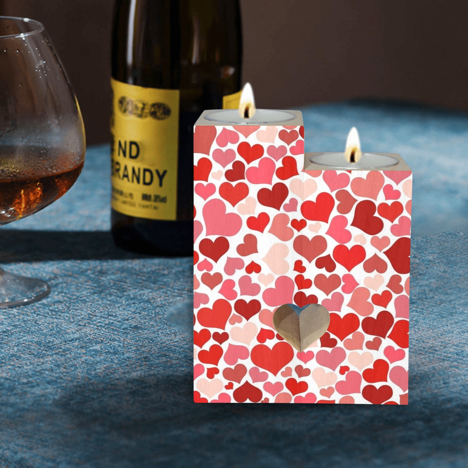 Valentines day Wooden Candle Holder (Without Candle)