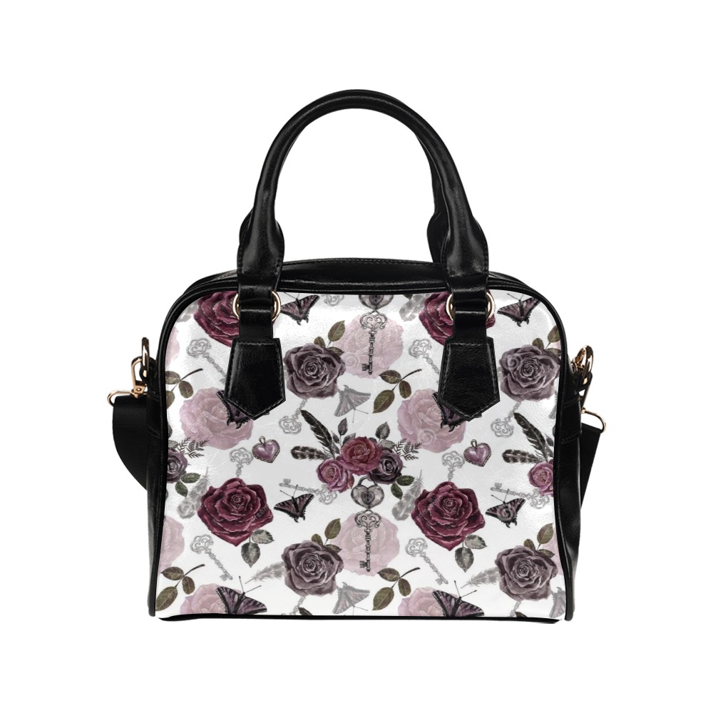 Vintage Burgundy Rose Handbag Shoulder Handbag (Model 1634)