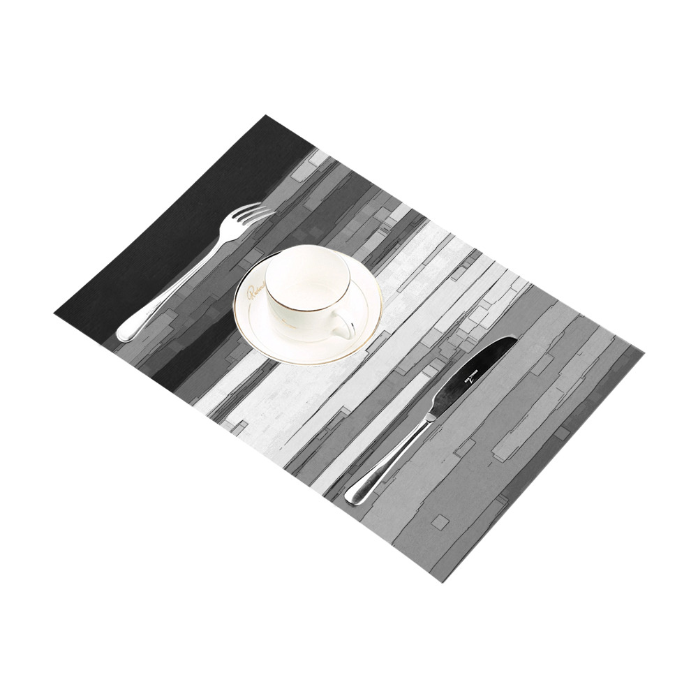 Greyscale Abstract B&W Art Placemat 12’’ x 18’’ (Four Pieces)