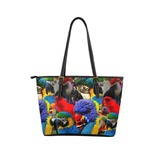 PARROTS Leather Tote Bag/Small (Model 1640)