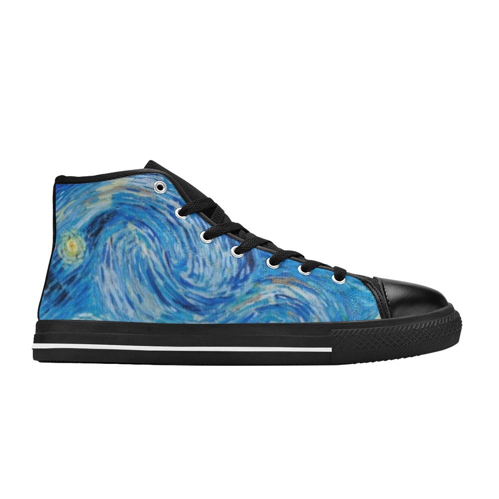 Starry Night High Top Canvas Shoes for Kid (Model 017)